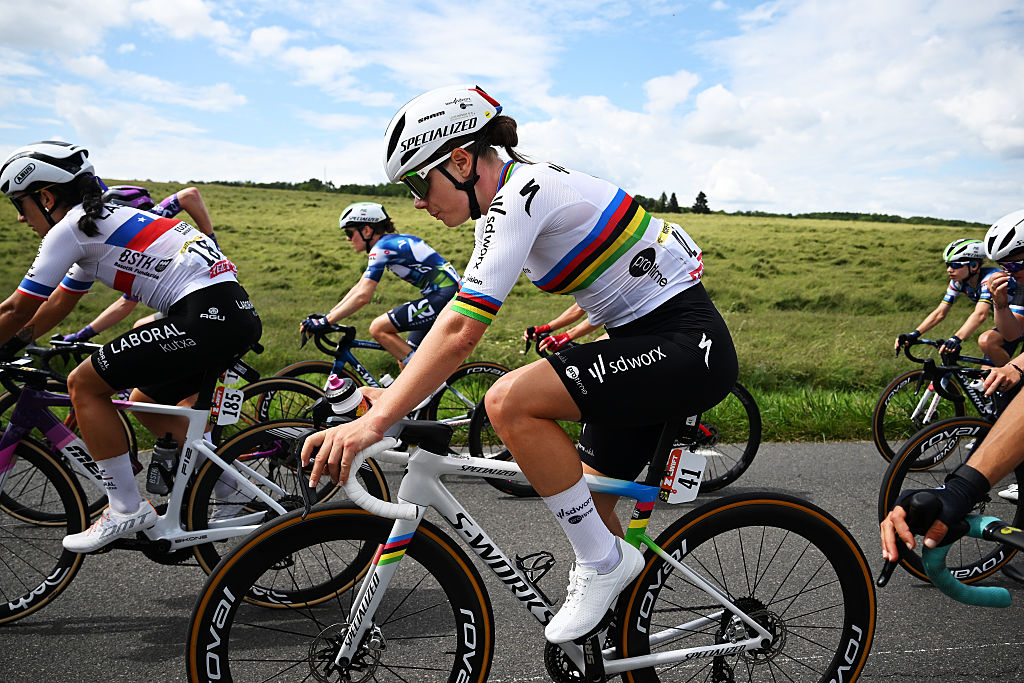 POITIERS, FRANCE - JULY 29: Lotte Kopecky of Belgium and Team SD Worx - Protime competes during the 4th Tour de France Femmes 2025, Stage 4 a 130.7km stage from Saumur to Poitiers / #UCIWWT / on July 29, 2025 in Poitiers, France. (Photo by Szymon Gruchalski/Getty Images)